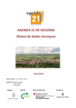 AGENDA 21 DE SOLSONA Síntesi De Dades Tècniques