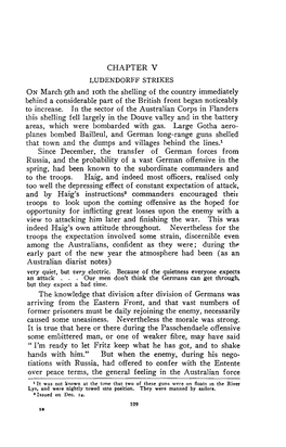 LUDENDORFF STRIKES on March 9Th and 10Th the Shelling of the Country Immediately Behind a Considerable Part of the British Front Began Noticeably to Increase