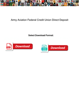 Army Aviation Federal Credit Union Direct Deposit