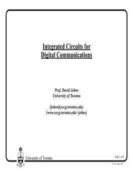 Integrated Circuits for Digital Communications
