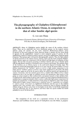 Cladophora &lt;/Emphasis&gt; (Chlorophyceae) in the Northern Atlan