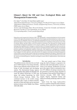 Ghana's Quest for Oil and Gas: Ecological Risks and Management Frameworks