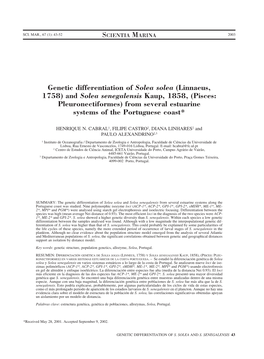 Genetic Differentiation of Solea Solea