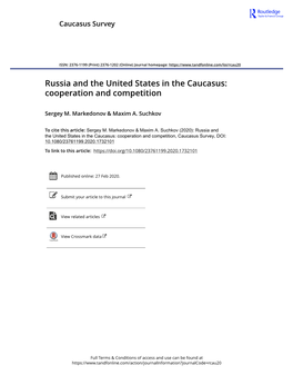 Russia and the United States in the Caucasus: Cooperation and Competition