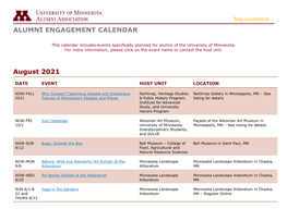 Alumni Engagement Calendar