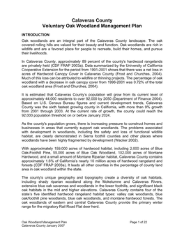 Calaveras County Oak Woodlands Management Plan February 2007