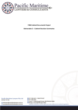 1988 Cabinet Documents Project Deliverable 2 – Cabinet Decision Summaries