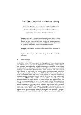 Component Model Based Testing