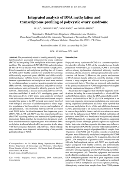 Integrated Analysis of DNA Methylation and Transcriptome Profiling of Polycystic Ovary Syndrome