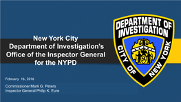 New York City Department of Investigation's Office of the Inspector General