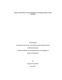 Novel Functions of Mitochondrial Proteins in Health and Disease