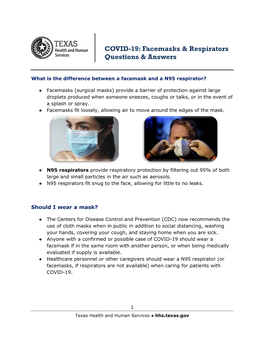 COVID-19 Facemask and Respirator Q&A