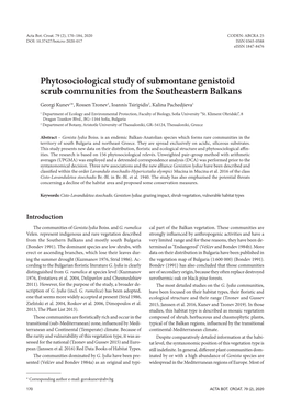 Phytosociological Study of Submontane Genistoid Scrub Communities from the Southeastern Balkans