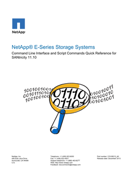 Netapp® E-Series Storage Systems Command Line Interface and Script Commands Quick Reference for Santricity 11.10