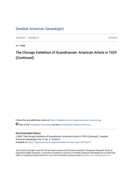 The Chicago Exhibition of Scandinavian- American Artists in 1929 (Continued)