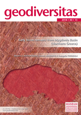 Early Bison Remains from Mygdonia Basin (Northern Greece)