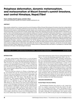 Polyphase Deformation, Dynamic Metamorphism, and Metasomatism of Mount Everest’S Summit Limestone, East Central Himalaya, Nepal/Tibet