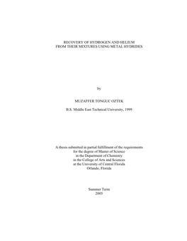 Recovery of Hydrogen and Helium from Their Mixtures Using Metal Hydrides