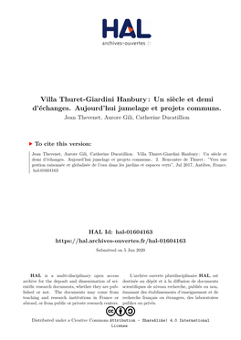 Villa Thuret-Giardini Hanbury : Un Siècle Et Demi D’Échanges