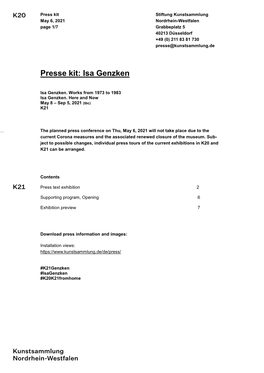 Presse Kit: Isa Genzken