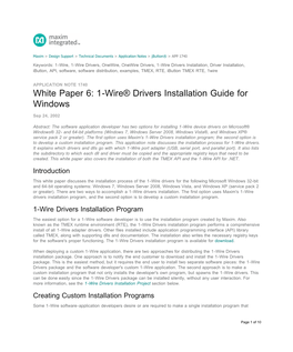 1-Wire® Drivers Installation Guide for Windows