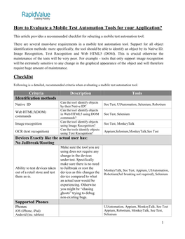 How to Evaluate a Mobile Test Automation Tools for Your Application?