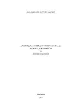 Ana Ângela De Oliveira Santana a Memória Na