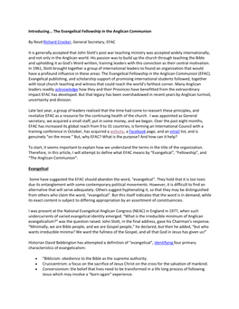 Introducing... the Evangelical Fellowship in the Anglican Communion by Revd Richard Crocker, General Secretary, EFAC It Is Gener