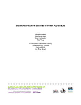 Stormwater Runoff Benefits of Urban Agriculture