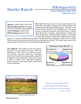 PDR Progress Report PDR Project #103 Warren Ranch Project Completion: November 2000 Total Acres: 1,590