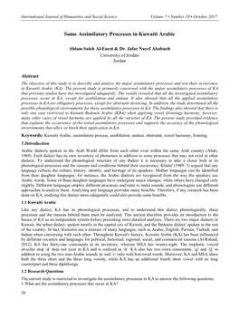 Some Assimilatory Processes in Kuwaiti Arabic