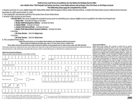 Mail-In Form and Terms & Conditions for the Nokia Ovi Holiday Device