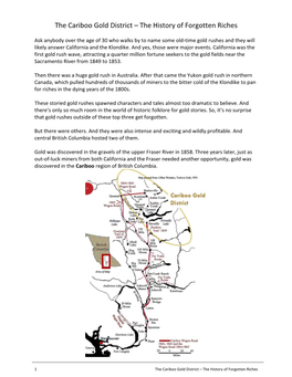 The Cariboo Gold District – the History of Forgotten Riches