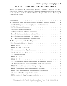 11. Status of Higgs Boson Physics 1 11