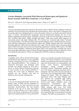 CASE REPORT Uterine Didelphys Associated with Obstructed