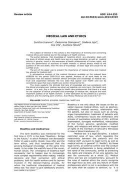 Medical Law and Ethics