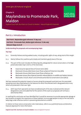 Maylandsea to Promenade Park, Maldon England Coast Path: Burnham-On-Crouch to Maldon - Natural England’S Proposals