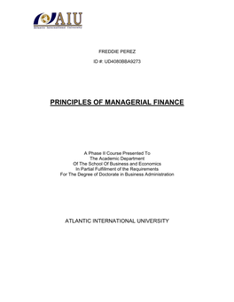 Principles of Managerial Finance