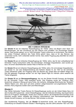 Gloster Racing Planes
