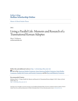 Memoirs and Research of a Transnational Korean Adoptee Mary C