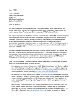 AT&T Investor Letter to ATT Re CNN's