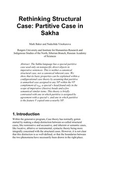 Partitive Case in Sakha