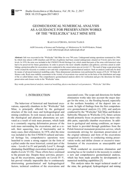 Geomechanical Numerical Analysis As a Guidance for Preservation Works of the “Wieliczka” Salt Mine Site