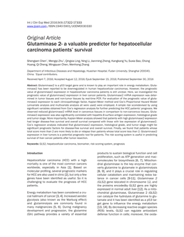 A Valuable Predictor for Hepatocellular Carcinoma Patients' Survival