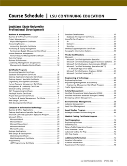 Course Schedule | LSU Continuing Education