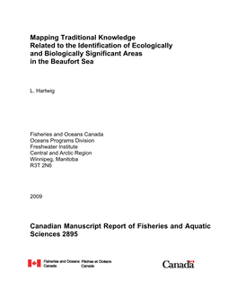 Mapping Traditional Knowledge Related to the Identification of Ecologically and Biologically Significant Areas in the Beaufort Sea