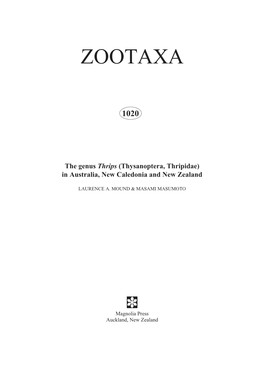 Zootaxa, Thysanoptera, Thripidae, Thrips