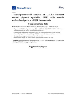 Transcriptome-Wide Analysis of CXCR5 Deficient Retinal Pigment