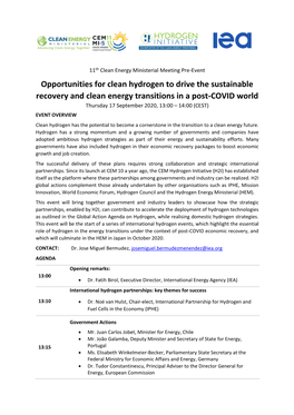 Opportunities for Clean Hydrogen to Drive the Sustainable Recovery and Clean Energy Transitions in a Post-COVID World