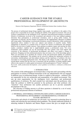 Career Guidance for the Stable Professional Development of Architects